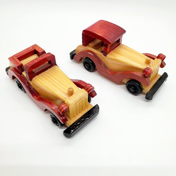 Vintage Small Wooden Cars Handmade Crafted Wood Collectible - Picture 1 of 8